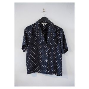 Vintage Dark Blue and White Star Blouse